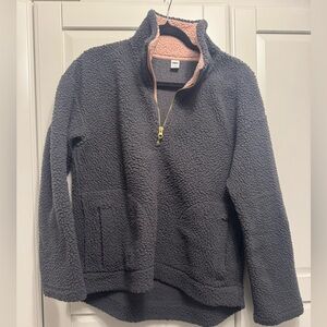 Old Navy Gray Sherpa Quarter-Zip Sweatshirt